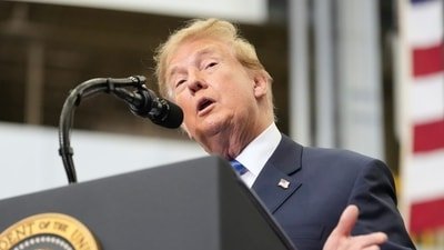 Donald Trump speaks during an event to present the Congressional Space Medal of Honor to Artemis II crew members, Friday, Aug. 28. (AP)
