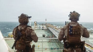 File image of US forces enforcing a naval blockade of Iranian ports
