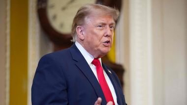 US President Donald Trump speaks to the media as he arrives at the US Capitol on June 24, 2026 in Washington, DC.