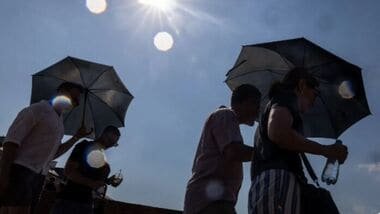 Forecasters warned that the combination of extreme heat, dry vegetation and strong winds is increasing wildfire risks across the western US.