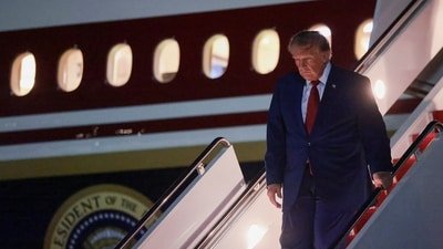 A secret operation that moved US President Donald Trump from an aircraft. (REUTERS)