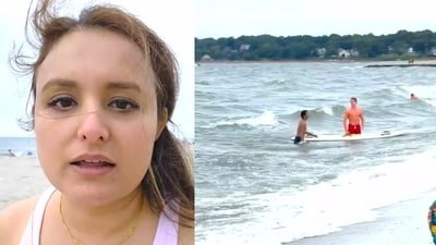An Indian woman was impressed by the swift rescue response after a swimmer went too far into the sea. (Instagram/sonalbisla)