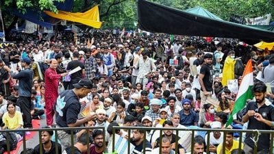People protested at Jantar Mantar over the NEET protest. (ANI File Photo)