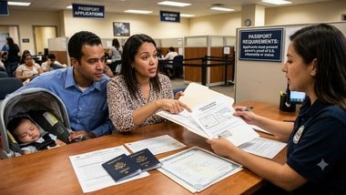 Under the proposed guidance, parents applying for a passport for a child would have to provide evidence of their own citizenship or immigration status. (AI Image)