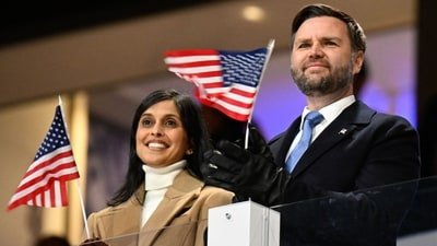 US vice president JD Vance and US second lady Usha Vance responded to remarks made by Michigan Democratic Senate nominee Abdul El-Sayed. (AFP/File Photo)