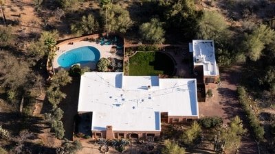 An aerial view of the home of Nancy Guthrie, the missing mother of "Today" show host Savannah Guthrie, in Tucson, Arizona. (AP Photo)