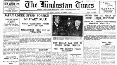 How Hindustan Times reported the end of WWII. (HT archieves)